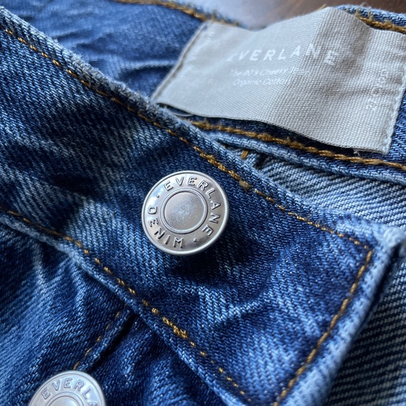 Everlane button fly 90’s cheeky blue jean crop denim organic cotton - Picture 8 of 13